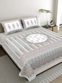 Gray Printed Cotton Bedsheet