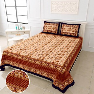 Cotton Hand Block Bagru Print Bedsheets 100X108-Jaipur Wholesaler