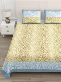 Yellow Screen Jaipuri Cotton Bedsheet 100x108-Jaipur Wholesaler