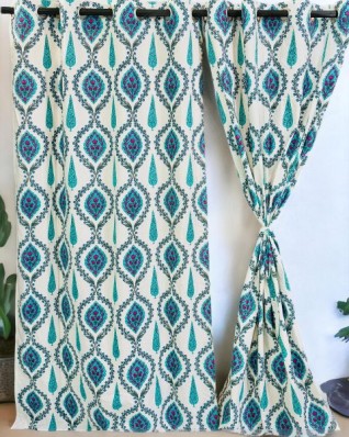 Printed Design White Curtains