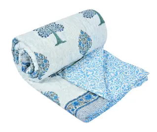 Double Bed Jaipuri Printed Multicolor Quilt 90x100-Jaipur Wholesaler