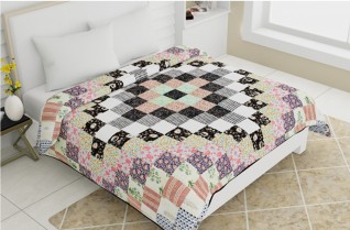 Quilted Multicolor cotton Bedcovers 100x108-Jaipur Wholesaler