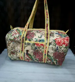 Yellow Flower Printed Duffle Bag