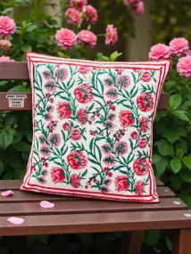 Pink Floral Printed Cushion Cover