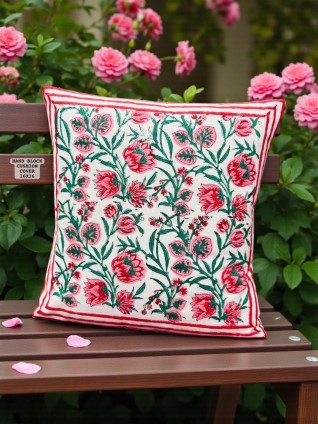 Pink Floral Printed Cushion Cover