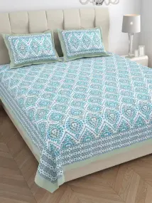 Multicolor Screen Jaipuri Cotton Bedsheet 100x108-Jaipur Wholesaler