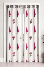 Printed White Curtains