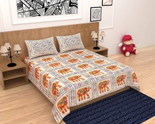 Multicolor Barmeri Print Cotton Bedsheets 100x108-Jaipur Wholesaler