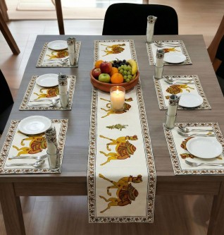 Yellow Camel Printed Table Runner Set