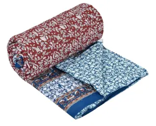 Double Bed Multicolor Jaipuri Printed Quilt 90x100-Jaipur Wholesaler