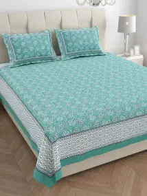 Screen Sky Blue Printed Jaipuri Bedsheet 100x108-Jaipur Wholesaler