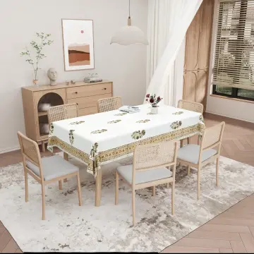 Brown Flower Hand Block Printed Cotton Table Cover-Jaipur Wholesaler