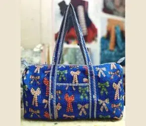Royal Blue Color Hand Block Printed Duffle Bag-Jaipur Wholesaler