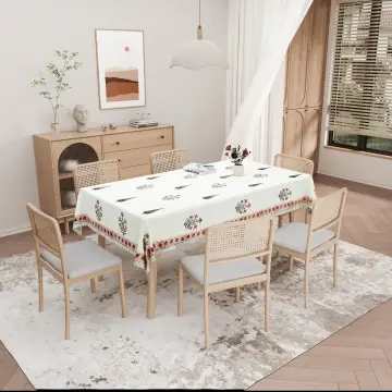 Red Flower Hand Block Printed Cotton Table Cover-Jaipur Wholesaler