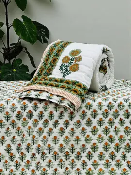 Multicolor Flower Hand Block Printed Cotton Table Cover-Jaipur Wholesaler