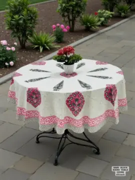 Multicolor Flower Hand Block Printed Cotton Table Cover-Jaipur Wholesaler